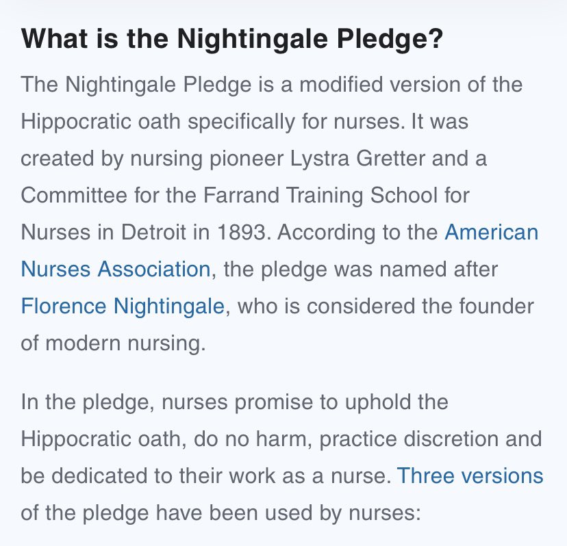 Saved_PIF316's tweet photo. @MichaelInTruth Interesting &amp; appalling. Taking an oath before false gods🤮

The nurses’ pledge actually acknowledges GOD. However many nurses knowingly broke that pledge (administering the jab) they were required to recite at their pinning graduation.
And many bravely stood firm &amp; got fired. https://t.co/nXD29mlLXs