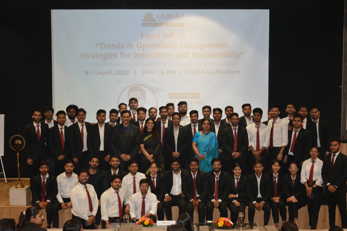 glbajajimr's tweet photo. GLBIMR hosted an Expert Discussion on “Trends in Operations Management: Strategies for Innovation and Sustainability” for PGDM (2022-24) students.
#GLBIMR #glbajaj #pgdminstitute #pgdmprogram #pgdmadmissions #drsapnarakesh #ExpertTalkSeries #expertalks #operationsmanagement https://t.co/u6TsVfJt6D