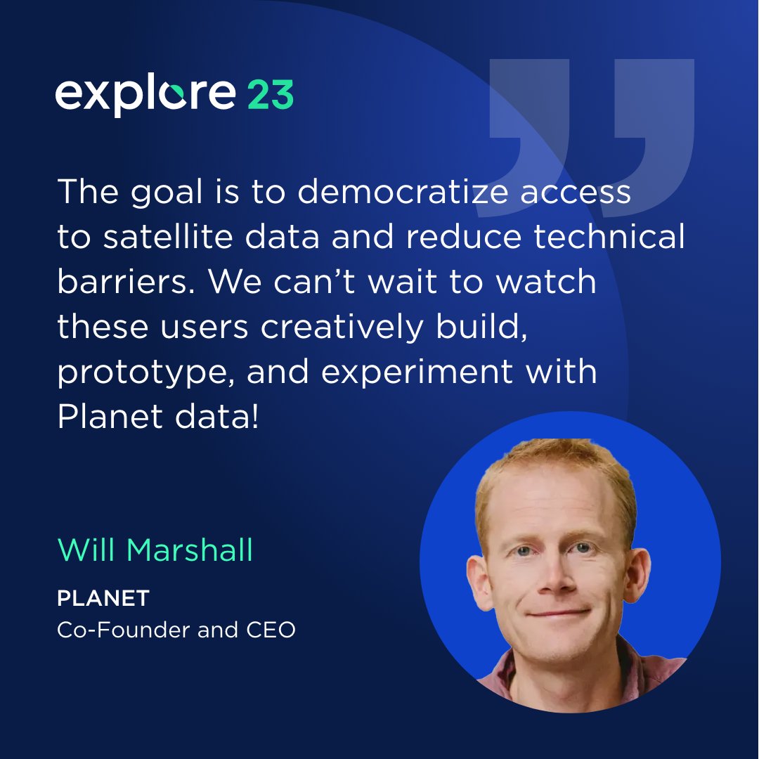 Today we announced the launch of our Startup Program - enabling access to early-stage startups to build powerful applications using @planet data. Looking forward to some from our first cohort @TerraCover and @vibrantplanet_ presenting their important work today! #PlanetExplore23