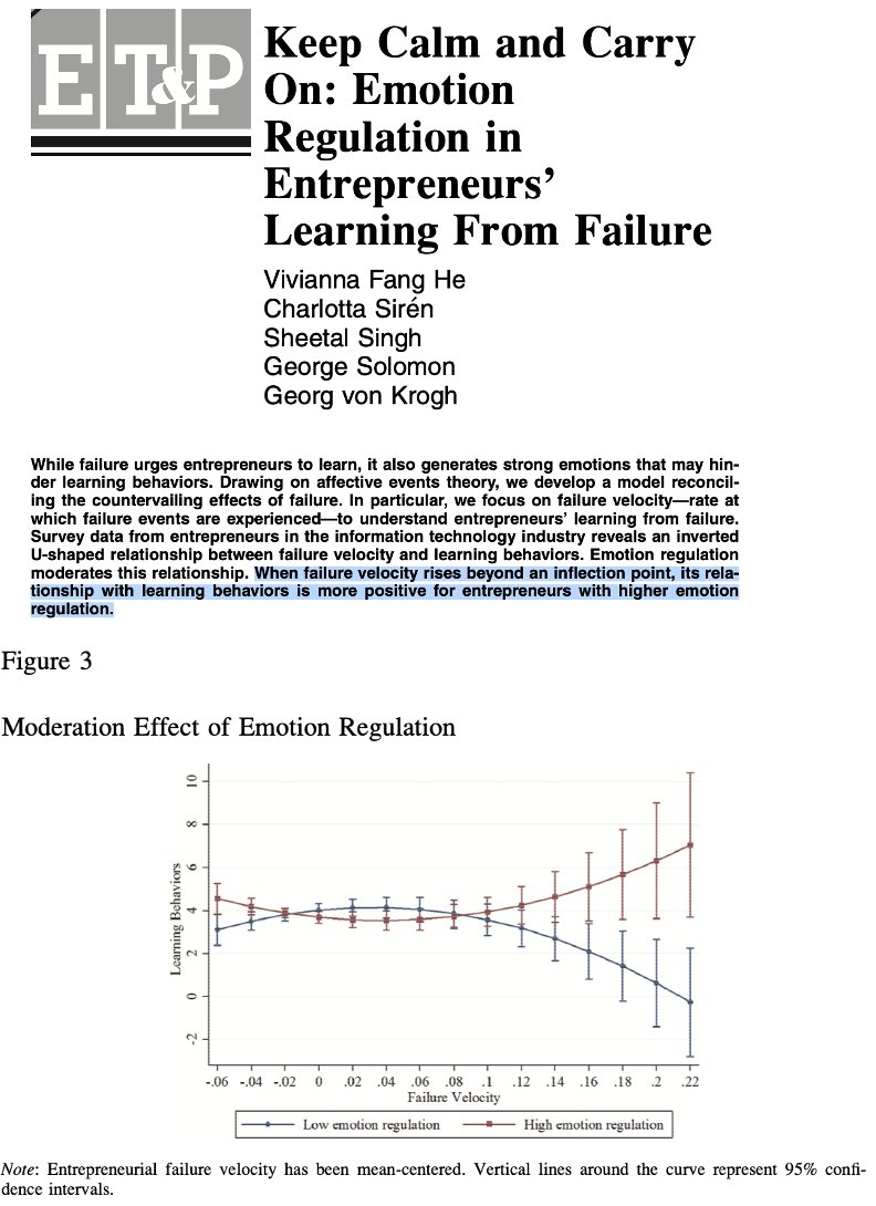 Entrepreneurs need to constantly be learning to succeed.  When things get tough, their firm's survival depends on learning behavior, but that's exactly when its hardest to do. Emotion regulation helps you learn through the scariest moments.