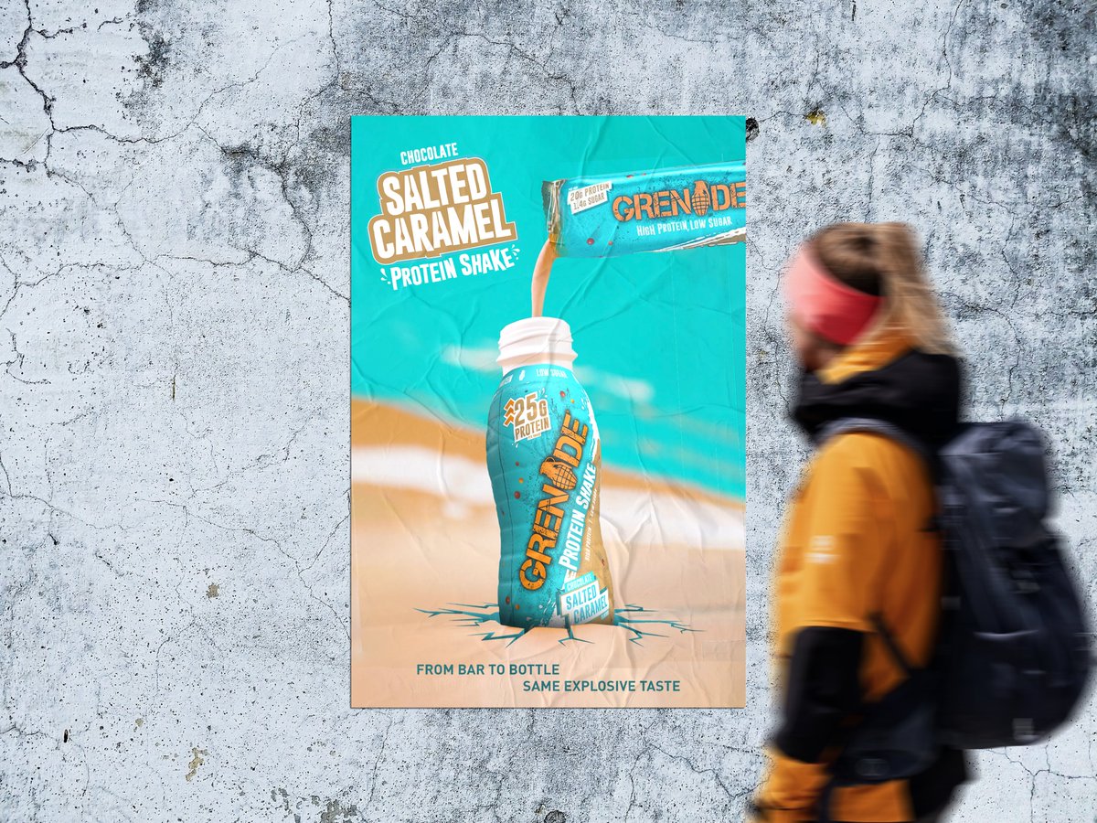 emstakingover's tweet image. One Minute Brief of the Day: Create posters to spread the word about the brand-new indulgent shake by
@grenadeofficial @OneMinuteBriefs 
#GrenadeChocolateSaltedCaramel