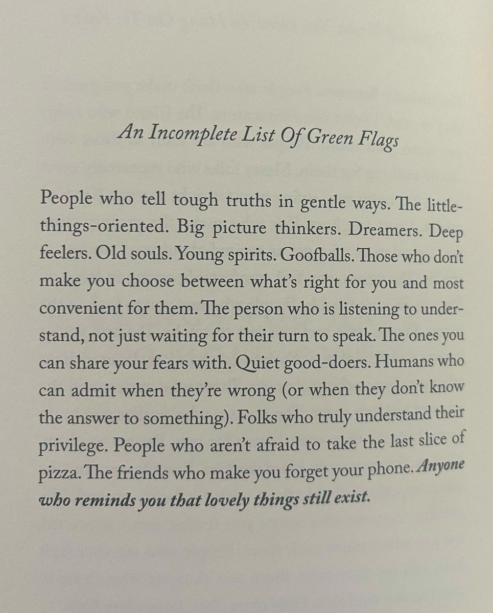 ThoughtCatalog's tweet photo. Incomplete List Of Green Flags 💚 https://t.co/Uto1h996Mx