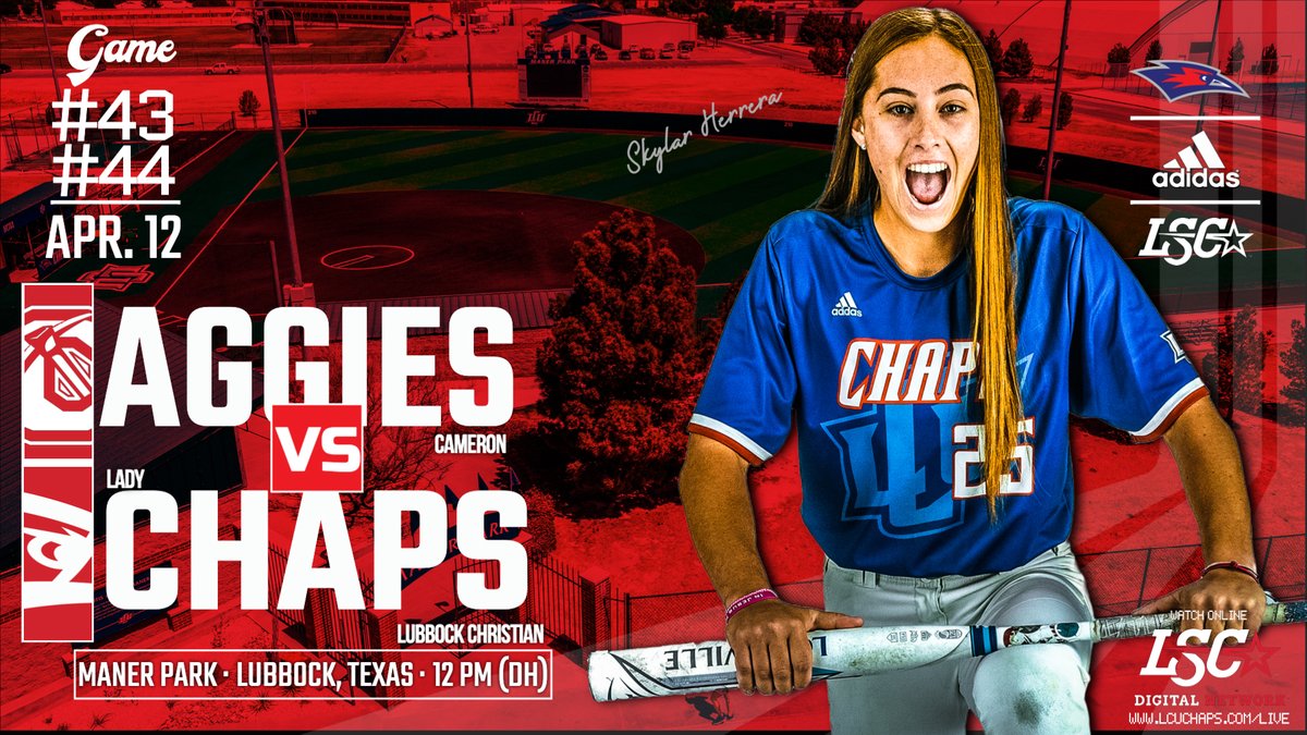 🥎 <a href="/LCUSoftball/">LCU Softball</a> GAMEDAY

🆚: @cameronaggies
⏰: 12 PM (DH)

📍: Lubbock, Texas
🏟: Maner Park
🎟: bit.ly/37XMaY3 

📰: bit.ly/3MB3PKS
📊 (Gm1): statb.us/b/452660
📊 (Gm2): statb.us/b/452666
📺: bit.ly/2A3UZA0

#D2SB
#LSCsb