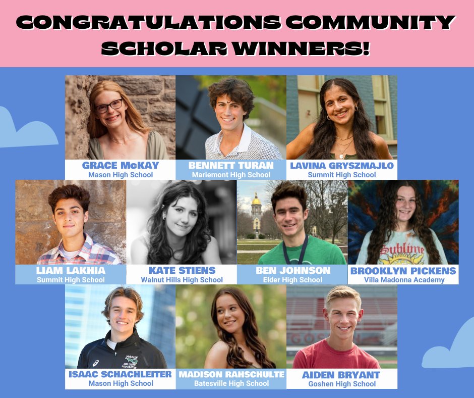 RunFlyingPig's tweet photo. Congratulations to the 2023 Flying Pig Community Scholar Winners! Each of these community-minded runners will receive a $5K scholarship thanks to the Coughlin Family &amp; @Skyline_Chili. Read more about the winners: https://t.co/sHCAiVClnU https://t.co/ragz19piMl
