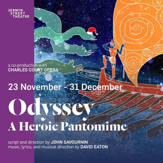 Very excited to share that @charlescourt are heading into the West End this Christmas to @JSTheatre with ODYSSEY: A Heroic Panto.  #gobigorgohomer.
#newwriting #festivefun