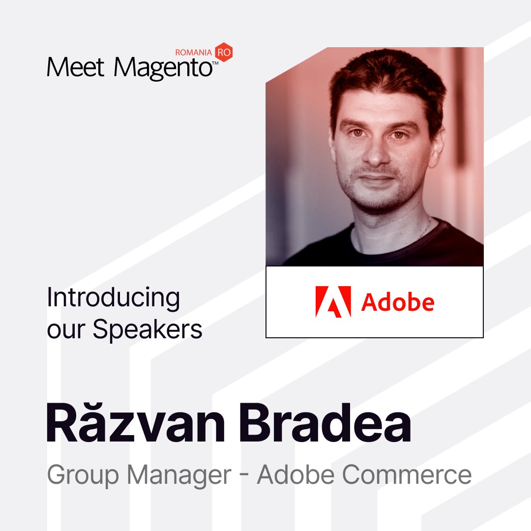 Razvan Bradea from Adobe is here to share his knowledge with us! 😁  

Don't miss the opportunity to catch him live on October 8th! 💻   
Find out more about the conference and book your seat now! 

Click here 👉 bit.ly/MeetMagento202…