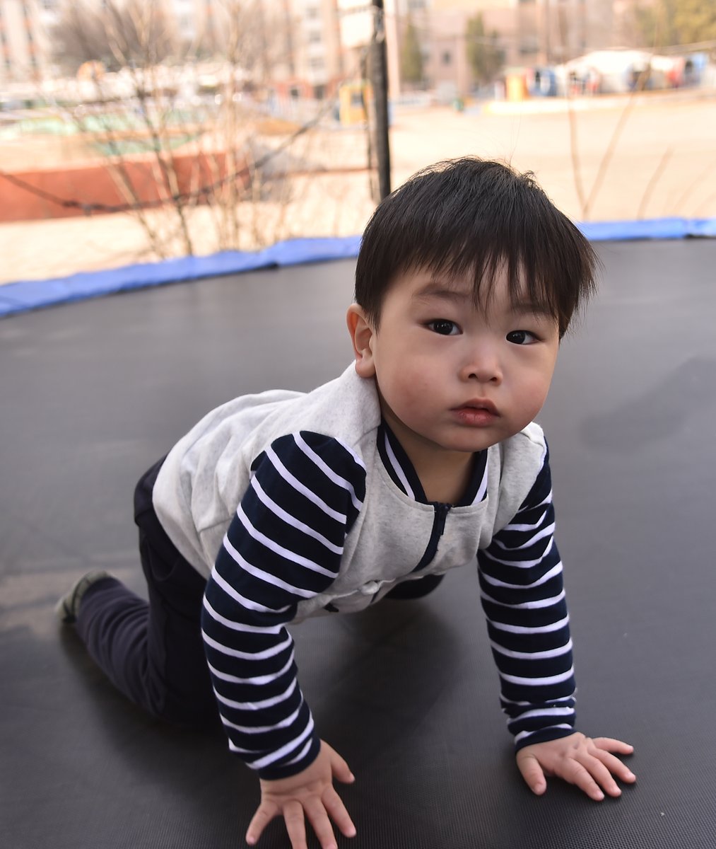 Here we see children enjoying themselves on a trampoline in a park in Pyongyang. Trampolines are growing in popularity in the DPRK as more children at nurseries and kindergartens say its one of their favorite physical activities, and parents are warmly encouraging the exercise 💙