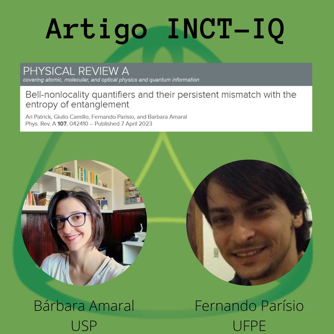 Confira o artigo de autoria dos pesquisadores do INCT-IQ Bárbara Amaral  (USP) e Fernando Parísio (UFPE), publicado na revista PRA. Clique no  link journals.aps.org/pra/abstract/1…