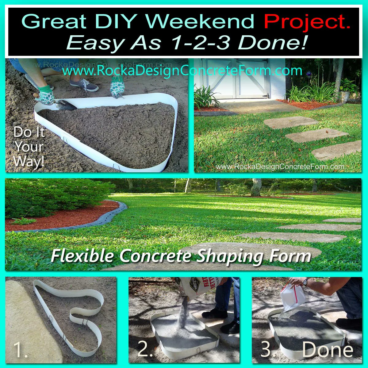 DIYstonemaker's tweet image. DIY and Create Garden Paths, Walkways, and Patios using Rocka Designs Flexible and Reusable Concrete Shaping, Stepping Stone Maker. Easy as 1-2-3.

You Can Do It, We Promise!

Visit ROCKA DESIGN Today!

buff.ly/2Pzkpxf