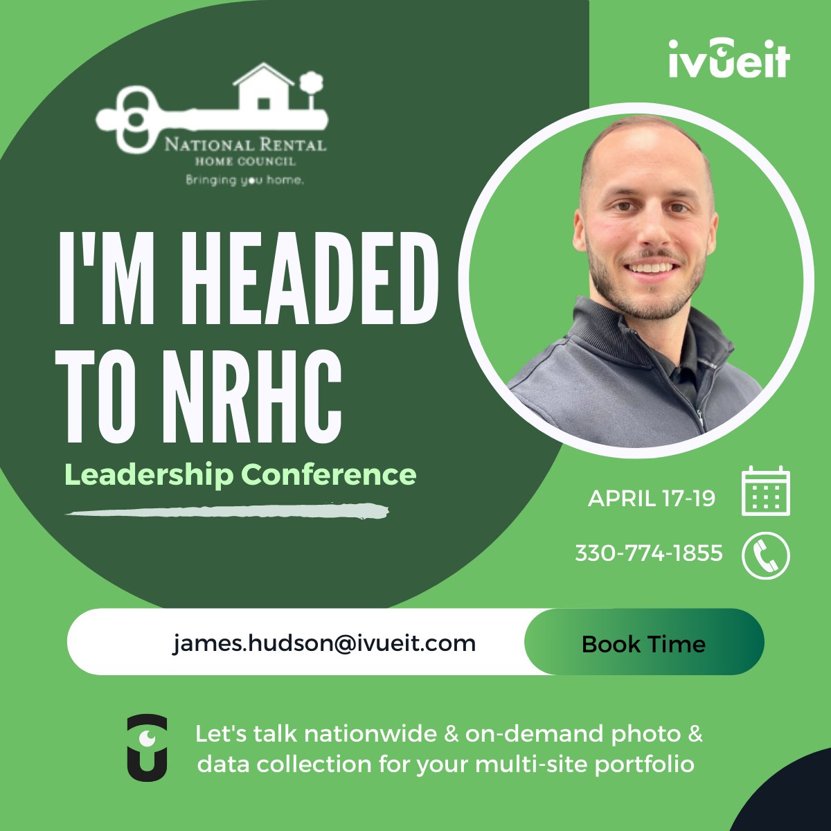 Next stop 🛫 Nashville, TN for #NRHC. Book time to meet with Jimmy to discuss how iVueit is revolutionizing the way residential professionals collect photos and data on their dispersed portfolios. 

✉️ james.hudson@ivueit.com

#SFR #iVueit #InspectionServices #PropertyManagement