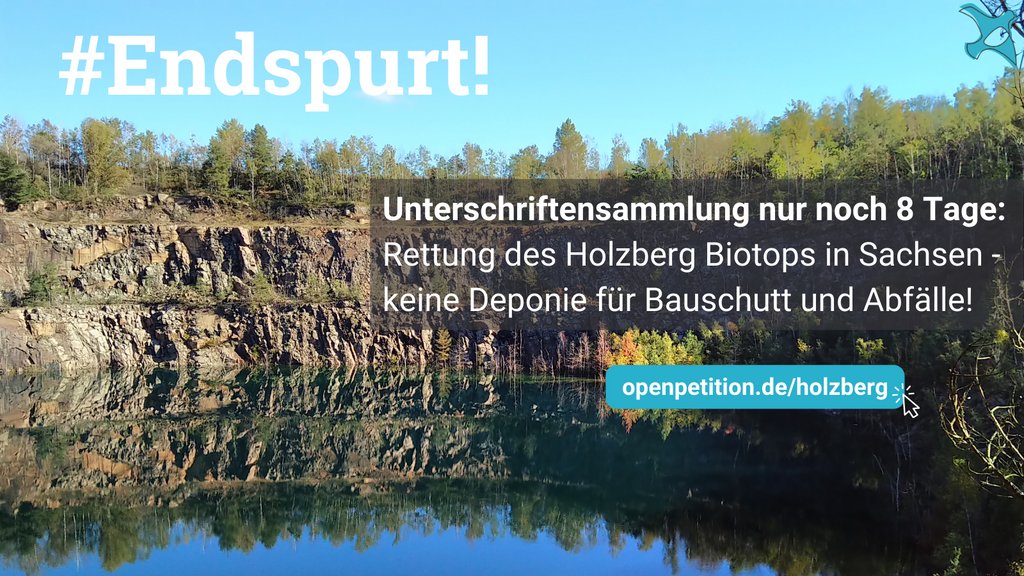 openPetition's tweet photo. #Endspurt: Mehr als 36.000 Menschen kämpfen mit einer #Petition für das Leipziger Natur- und Bergsportparadies #Holzberg 🌱 Der ehemalige Steinbruch - nun Heimat für über 300 Tier- und Pflanzenarten - soll mit Bauschutt verfüllt werden. Was denkst du?

✍️ https://t.co/Nsotq29FJN https://t.co/6rE1F73MbG
