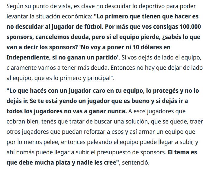 germancai's tweet photo. Este análisis Agüero me parece muy bueno. No hay que descuidar el fútbol, hay que meterla toda ahí desde un DT de verdad hasta jugadores.
  Coincido en lo que habla de "jugadores caros" que acá los bobis de tuiter Independiente los critican en vez de pedir que los potencien. https://t.co/3Egg0MYjsE