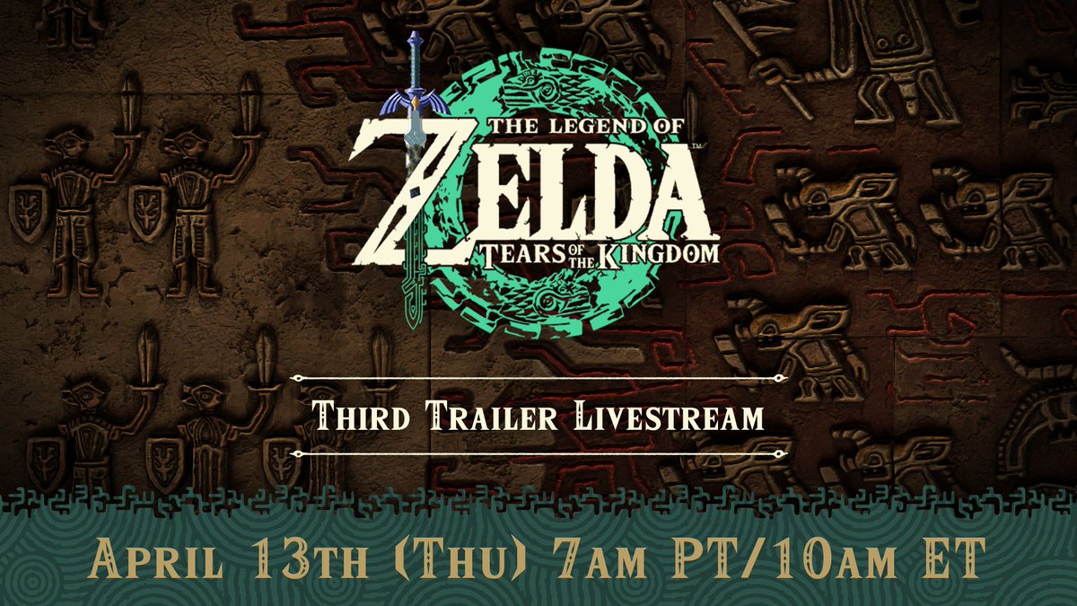 Súmate el 13 de abril a las 8:00 a.m. (hora de la Ciudad de México) para ver el tráiler final previo al lanzamiento de The Legend of #Zelda: #TearsOfTheKingdom transmitido en vivo en el canal de YouTube de Nintendo.