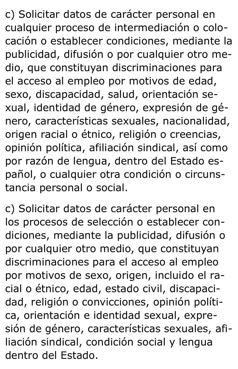 22punto2's tweet photo. El art. 16.1.c) de la LISOS fue modificado dos veces el mismo día por dos leyes que se publicaron simultáneamente: la Ley de Empleo y la Ley Trans.

El BOE no sabe qué redactado se encuentra en vigor: “se muestran ambas redacciones”. 🤔 https://t.co/e37JyOD9us