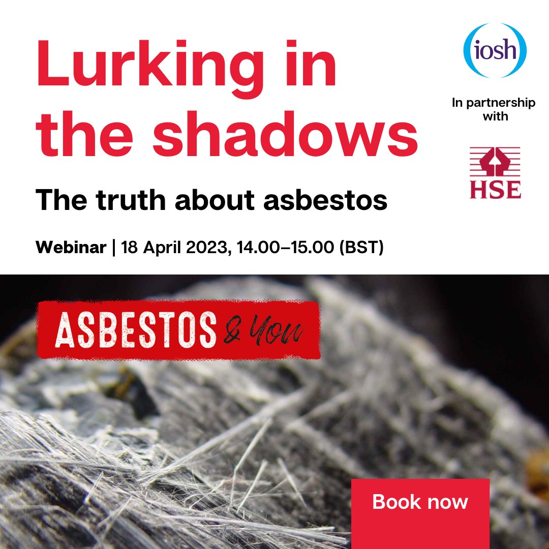 H_S_E's tweet photo. Sign up to the Asbestos &amp; You webinar in partnership with @IOSH_tweets on Tuesday 18th April at 2pm. The webinar will provide an understanding of the campaign and discuss the risks that continue to be associated with asbestos for tradespeople https://t.co/xFpmndaGBF #2023GAAW https://t.co/4exCnhf2Lp