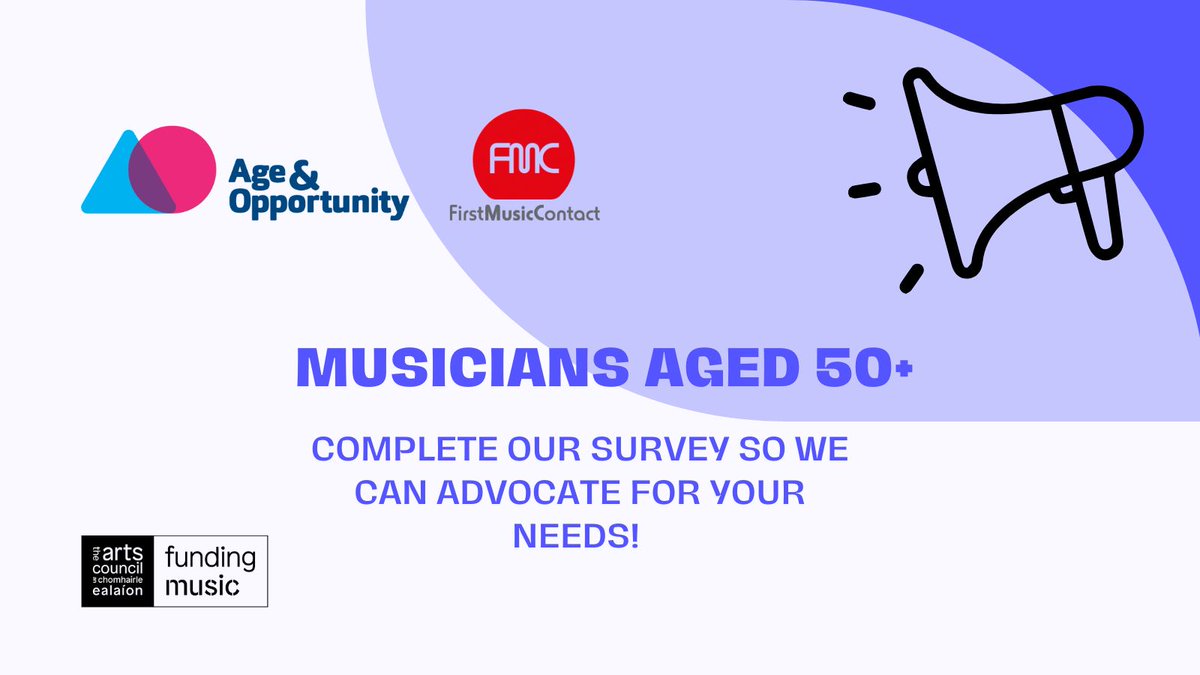 Musicians aged 50+! 

@Age_Opp and @FMC_Ireland are working together to assess your needs and hear about your experiences as musicians in Ireland. 

We'd appreciate if you could complete this survey: surveymonkey.com/r/J7MZ7PJ

@artscouncil_ie #ArtsIreland #SupportIrishMusic