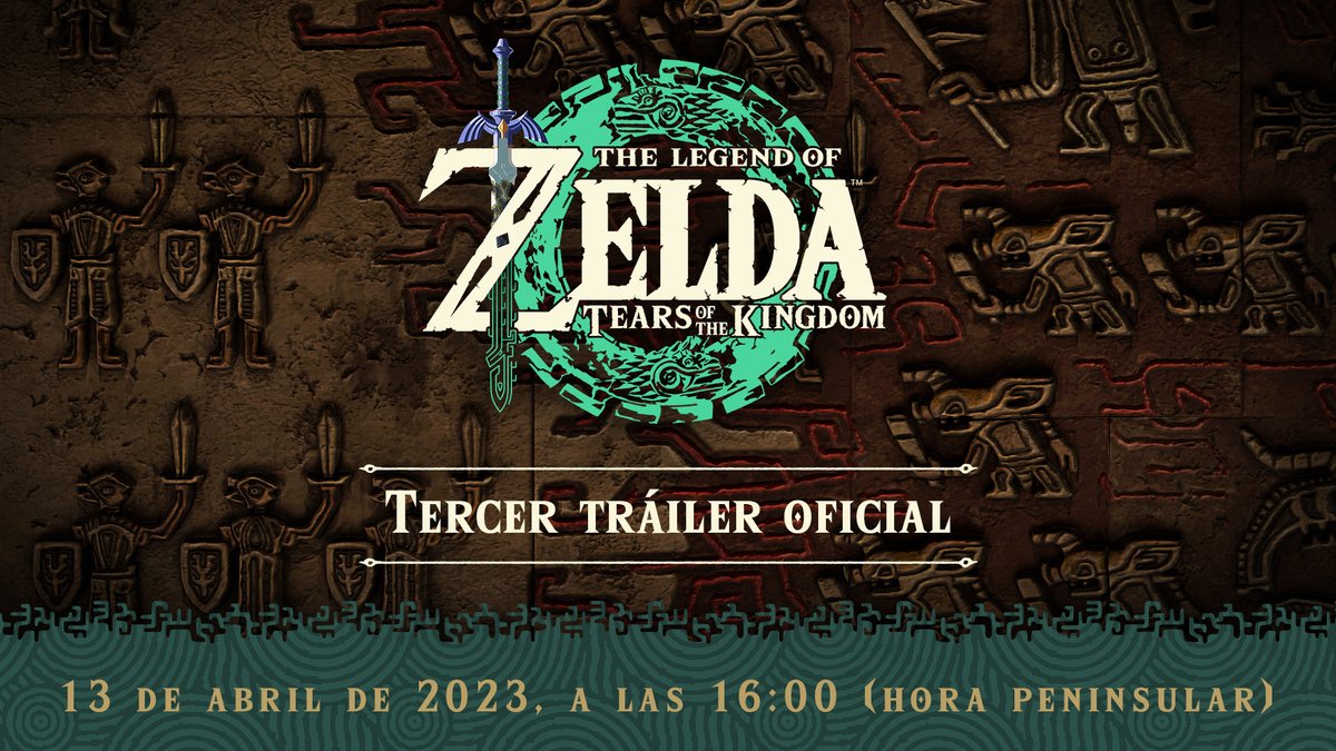NintendoES's tweet photo. No te pierdas el 13 de abril a las 16:00 (hora peninsular) el último tráiler de The Legend of #Zelda: #TearsOfTheKingdom que mostraremos antes del lanzamiento del juego. El tráiler dura unos 3 minutos y podrás verlo en nuestro canal de YouTube.

► https://t.co/gqG1fPyhti https://t.co/kb6hXLYRRp