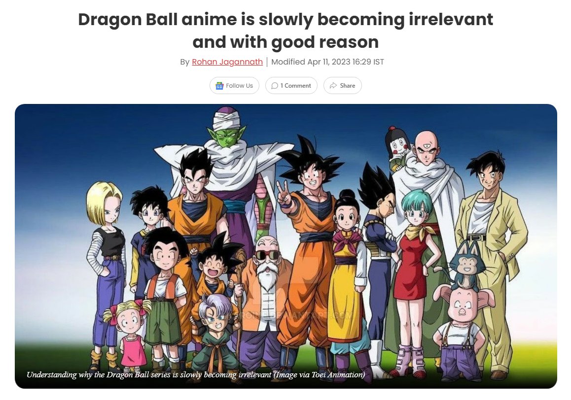 Dragon Ball anime is slowly becoming irrelevant and with good reason