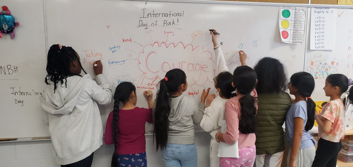 Ms_Manalis's tweet photo. International day of pink! 💗 The students had meaningful conversations around courage and what it means to be kind. Today we unite together against bullying of any kind! #InternationalDayOfPink @PeelSchools @BerylFordPS https://t.co/SGi6EXr1xk