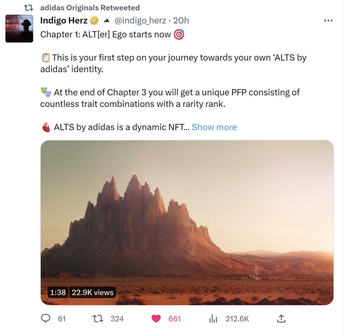 Things you love to see...

<a href="/indigo_herz/">Indigo Herz</a> ALTs being RT and shared across all of Adidas' major accounts

- <a href="/adidasoriginals/">adidas Originals</a> (4.2 million)
- <a href="/adidas/">adidas</a> (4.3 million)
- <a href="/adidasfootball/">adidas Football</a> (4 million)

#ALTsbyadidas