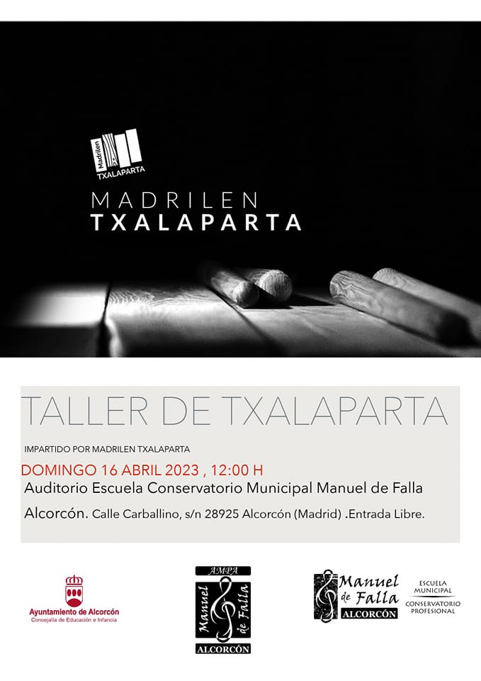 madrilentxalap's tweet photo. Fin de semana de Txalaparta en los Madriles con @madrilentxalap:

- Concierto de presentación de nuestro disco “Bidaia”
Sábado 15 de abril, 17:00h. Sala Intruso (Madrid)

- Taller de Txalaparta
Domingo 16 de abril, 12:00h. Auditorio Escuela Conservatorio Municipal Manuel de Falla https://t.co/yUwo2lTsOZ