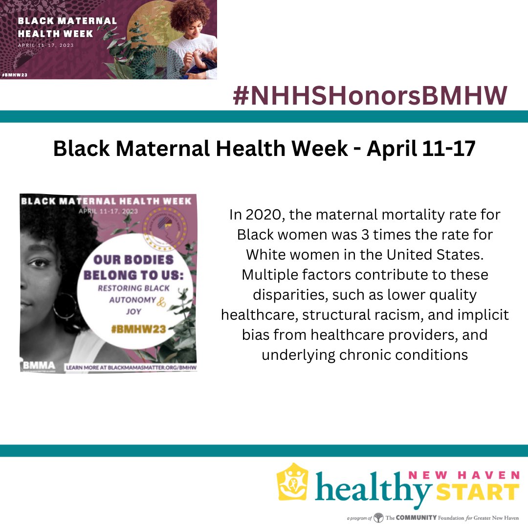 NHHealthyStart's tweet photo. #NHHealthyStart #BMHW23 #BlackMaternalHealthWeek #BlackMamasMatter #ReproJustice #ENDMaternalMortality
Read more here: https://t.co/BX24FPIJLq https://t.co/s89sJs5QWS