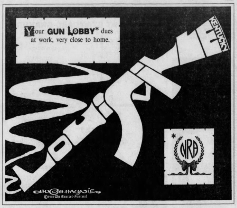 MurphyCartoons's tweet image. 34 years ago @courierjournal‘s legendary political artist Hugh Haynie created this to comment upon the Standard Gravure shooting. Like so much of his work, this tragically stands the test of time. Of decades of neglect, corruption, and inaction. And countless deaths.