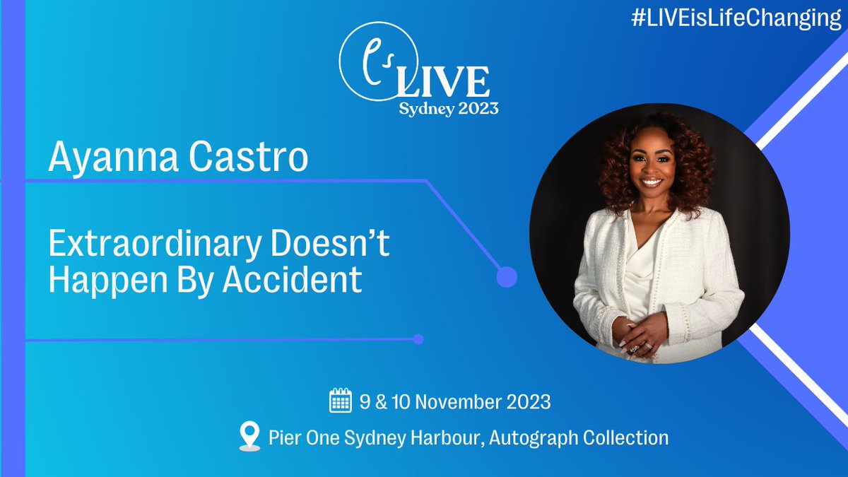 lucybrazier's tweet photo. New speaker announced for ES LIVE Sydney 2023!
Ayanna Castro @WorkYourPackage will be speaking about how ‘Extraordinary Doesn’t Happen by Accident’. More info here: https://t.co/aZ75sy37s0
#LIVEisLifeChanging #executivesupport #ESLIVE #OneProfessionWithOneVoice #sydney https://t.co/CB3Sk4bimJ