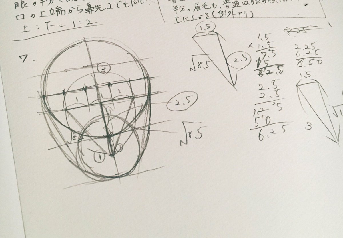 真外が推し艦語りで言うてた「三平方の定理とか使ってめちゃくちゃ細かい数を出して輪郭を割り出した」時の画像ありました。模写イゴールの近くに…。 
