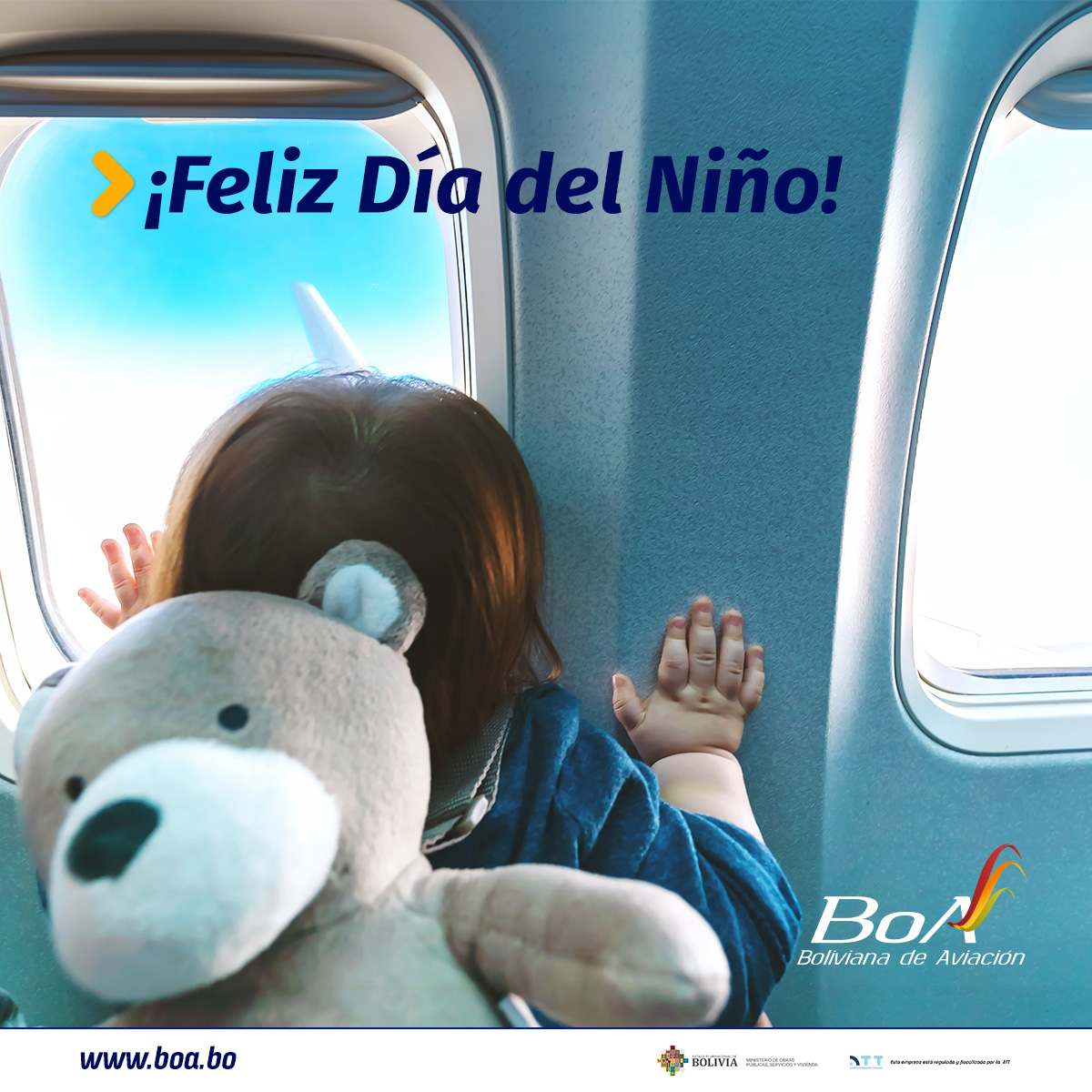 BoABolivia's tweet photo. En Boliviana de Aviación sabemos que los niños📷 son los viajeros más valiosos. Por eso, en su día, queremos desearles un viaje lleno de aventuras, diversión y sueños cumplidos.
📷📷¡Feliz día del niño!📷📷
#ViajaConBoA #ConUnNuevoEstilo #DíaDelNiño https://t.co/7su7XU9RUn