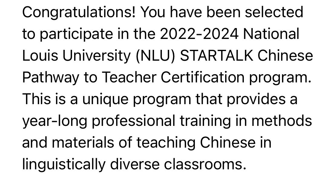 zzhanglfs67's tweet photo. Excited news! I am honored to share that I've been selected for the STARTALK program! This unique program will equip me with more skills to teach Chinese effectively in diverse classrooms. Thank you, STARTALK, for this amazing opportunity! #STARTALK #ChineseLanguage #wearedpm https://t.co/469FNLJ5Ds