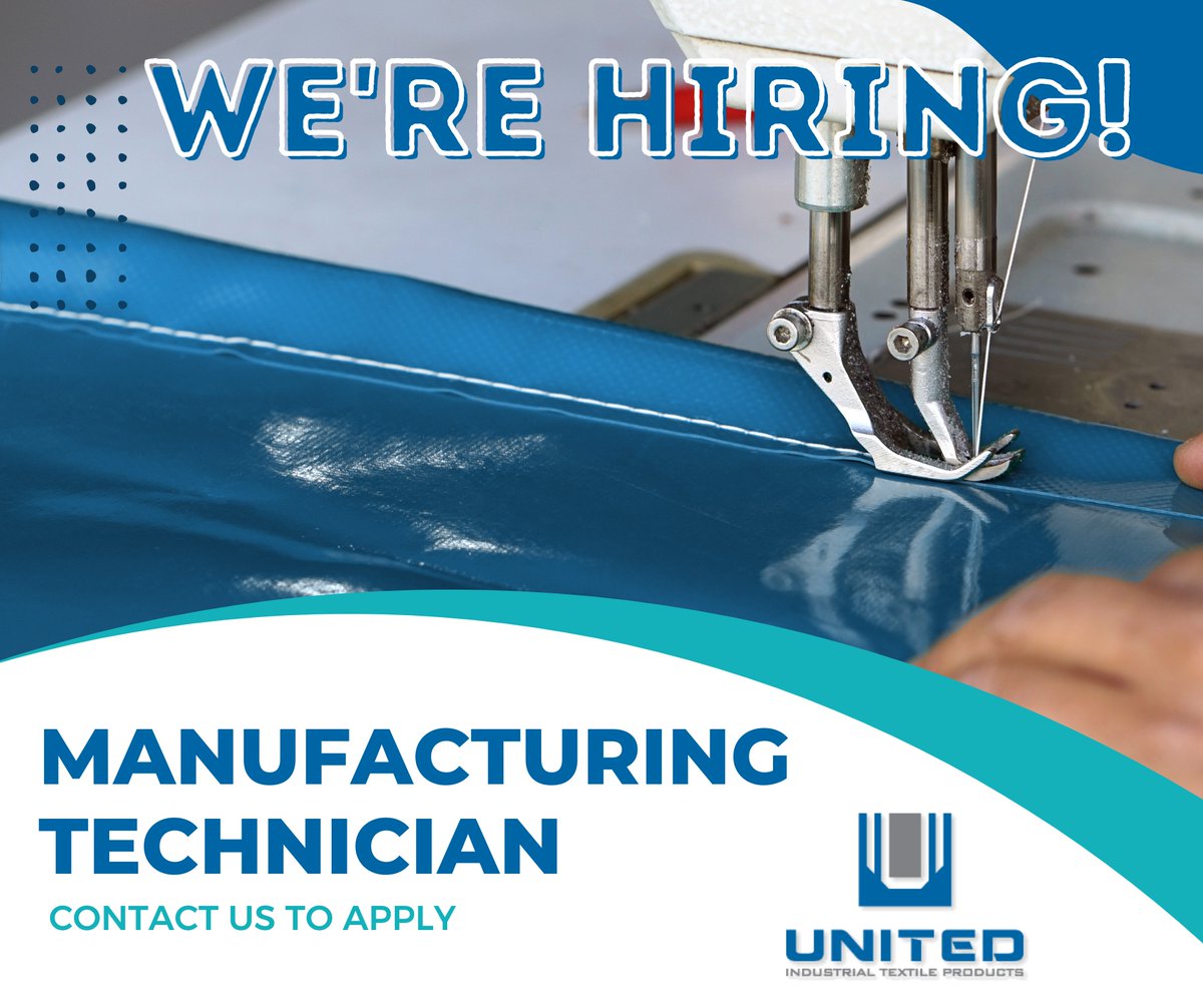 UITProd's tweet photo. United Industrial Textile Products, Inc is currently hiring 2-3 Manufacturing Technicians to join our growing team. Contact Us today to learn more or apply now! https://t.co/ZnaA7kmtT8 https://t.co/An2ZrnJvvY