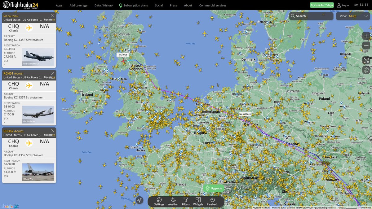AIYeyENGDdJkjTr's tweet image. Apr 12, 2023
#Souda Bay NSA #Prestwick

#RCH61 #AE0592 USAF KC-135R Stratotanker
#NoCALLSIGN #AE07BC USAF KC-135R Stratotanker
#RCH62 / #NoCALLSIGN #AE07B4 USAF KC-135R Stratotanker