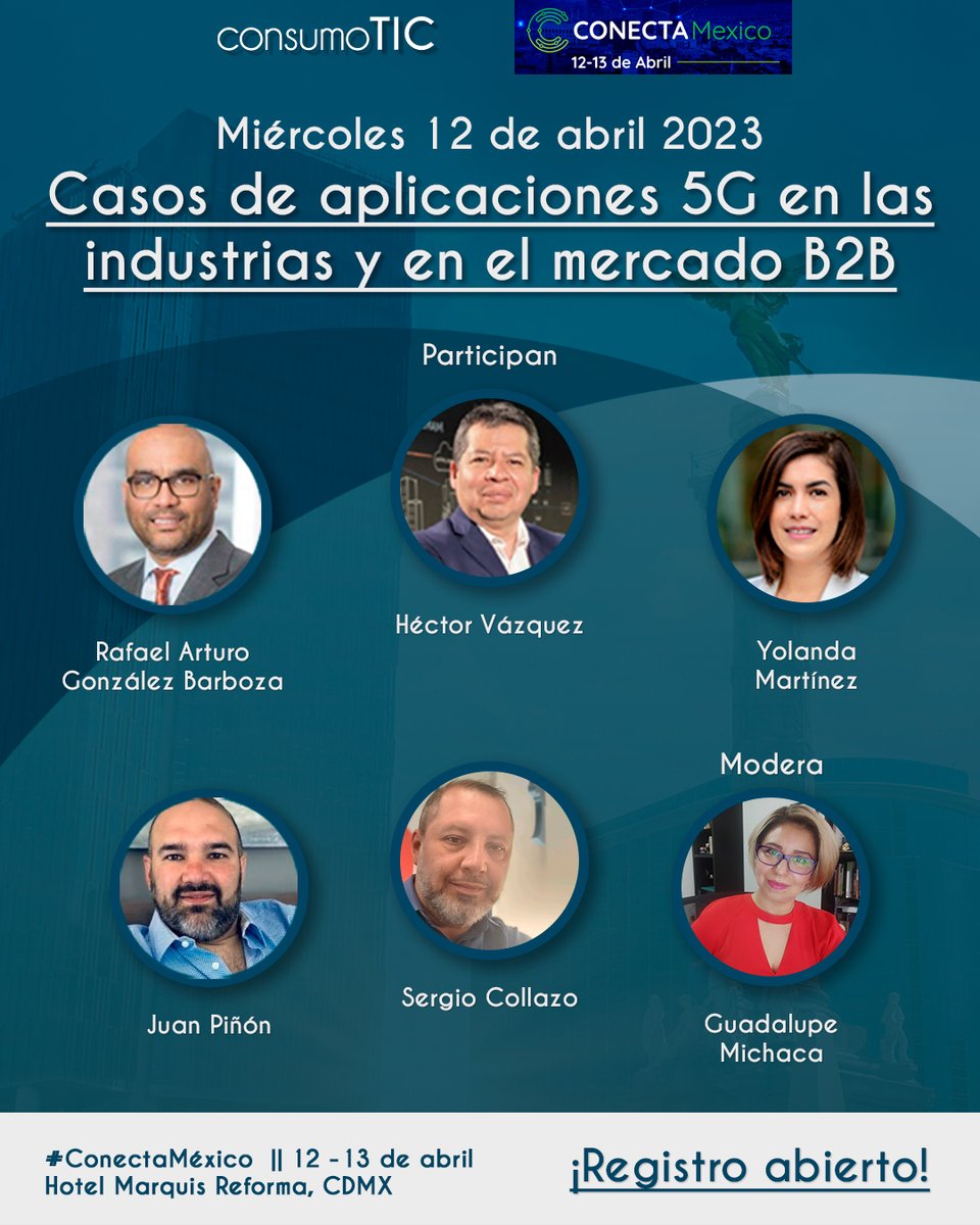 ConSumoTic's tweet image. ➡ ¡Hoy inicia #ConectaMéxico!

Las voces especializadas en telecomunicaciones reunidas para reflexionar sobre temas como los casos de aplicaciones #5G en las industrias y en el mercado #B2B. Modera @GMichaca.

📅 12 y 13 de abril
📍 Hotel Marquis Reforma, CDMX