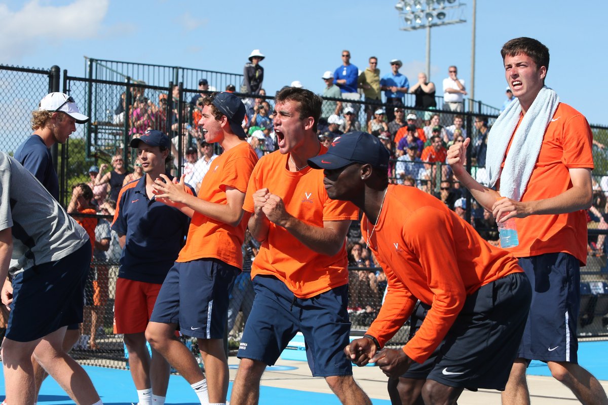 UVAMensTennis's tweet photo. This Friday, we will be celebrating the 🔟th Anniversary of our 2013 NCAA Championship by welcoming back members of the 🏆 squad. Make plans to come out to the 5pm match against Clemson and welcome back some champion Hoos https://t.co/Ct7oPfLwtD