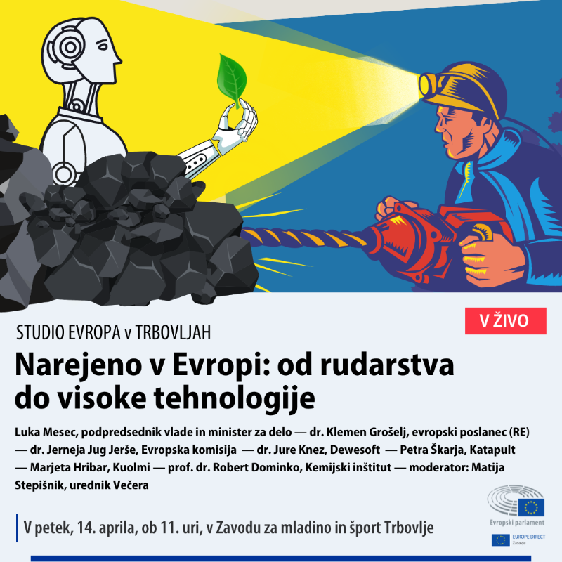 EKvSloveniji's tweet photo. Kaj prinaša🆕industrijska strategija🇪🇺💚? 

Kaj ponuja ljudem, podjetjem, nekdanjim rudarskim &amp; težkoindustrijskim središčem? Kaj pomeni za prenovo obstoječih industrij v 🇸🇮?

Vabljeni na dogodek @Europarl_SL &amp; ED Zasavje, kjer bo tudi naša vodja @JugJerse. 🔗👇🎥 
#StudioEvropa