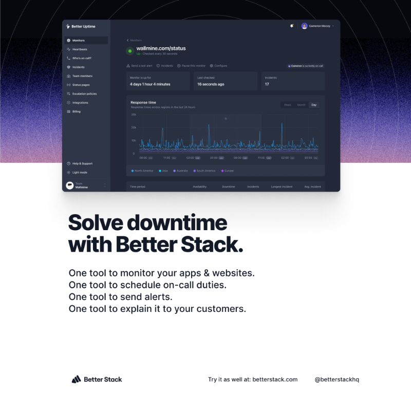 BetterStackHQ's tweet photo. Join over 120,000 developers already using Better Stack.