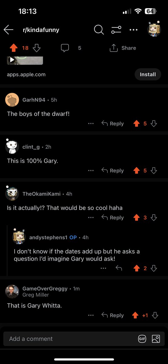 When you find @garywhitta on a 30+ year old video about <a href="/RedDwarfHQ/">Red Dwarf</a> and <a href="/GameOverGreggy/">Greg Miller</a> comments to confirm.