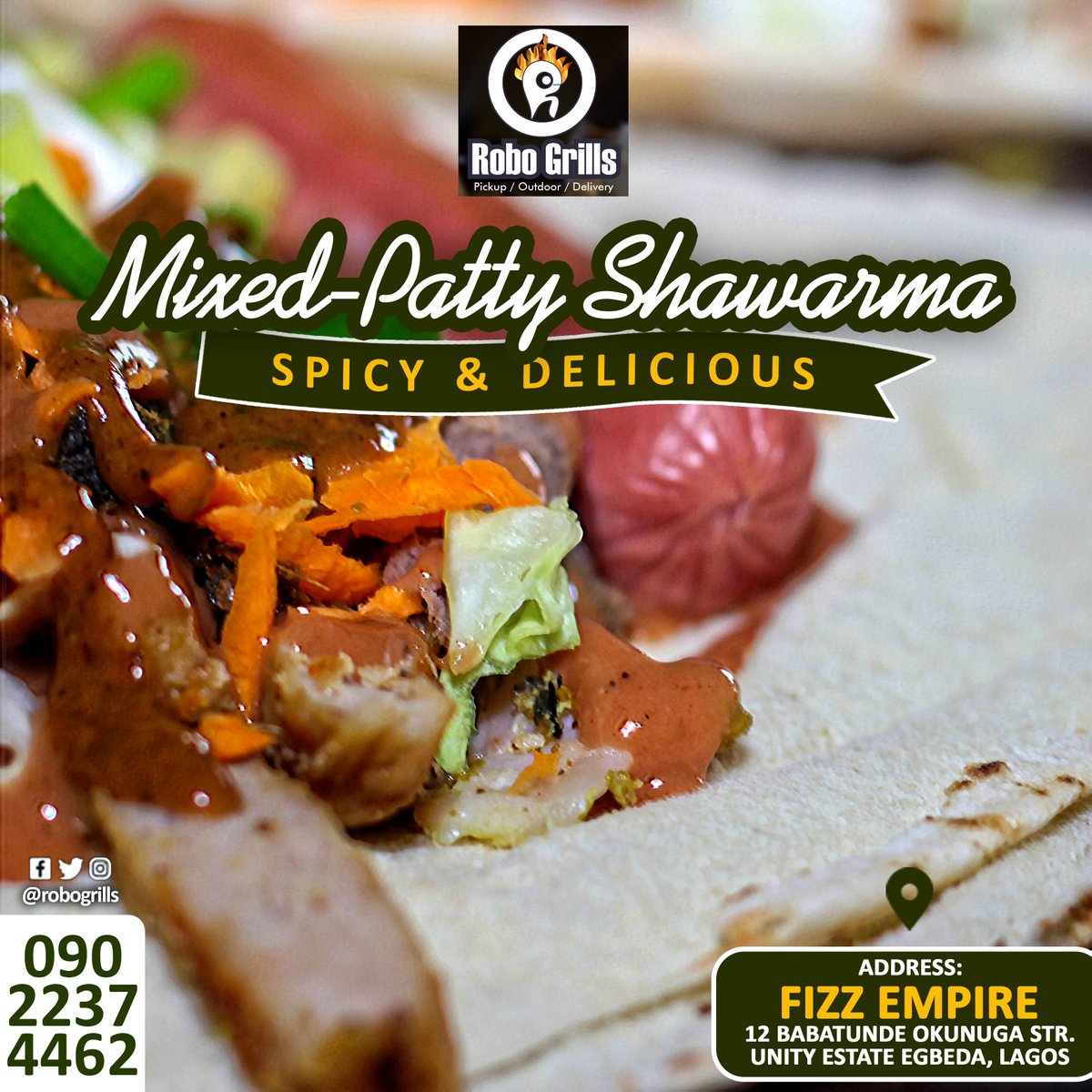 robogrills's tweet photo. From the first bite to the last, our Mixed-Patty Shawarma will leave you wanting more."
Call 09022374462 or visit us @fizzempire 12 Babatunde Okunuga Str, Unity Estate, Egbeda. #bite #mixed #patty #shawarma https://t.co/gk3Ghkadep