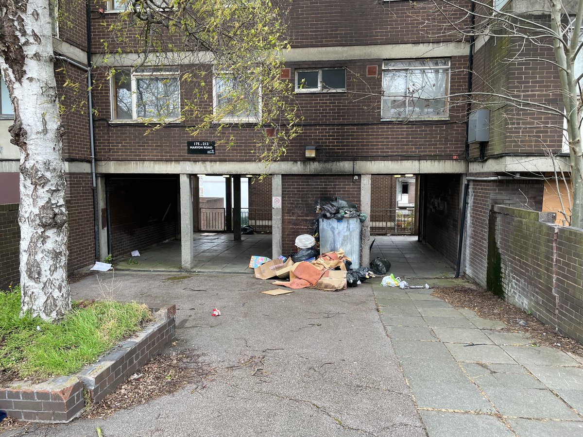 Hello <a href="/Royal_Greenwich/">Royal Borough of Greenwich</a> could you please arrange to empty and remove this bin from the Maryon Estate, 175-213 Maryon Road? The last unfortunate residents left this hellhole c.3 weeks ago and rubbish lying around remains a fire risk for the rest of us.