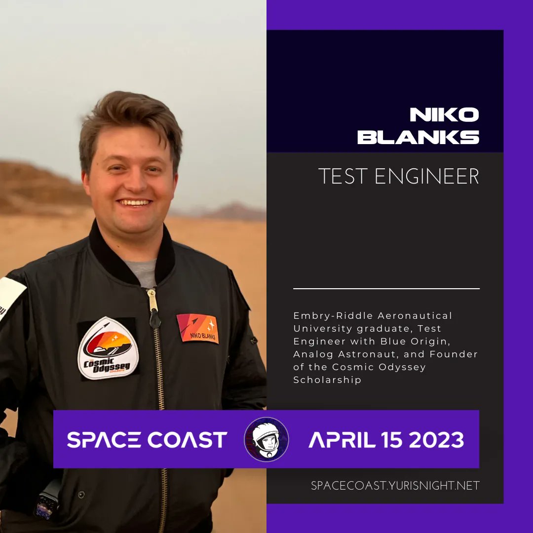 Embry-Riddle Graduate, Blue Origin Test Engineer, and Founder of the Cosmic Odyssey Scholarship, @nikoinspace is a force to be reckoned with in the name of spaceflight accessibility. We’re proud to call him an ambassador for Yuri’s Night.

Tickets: buff.ly/3KPY4rF