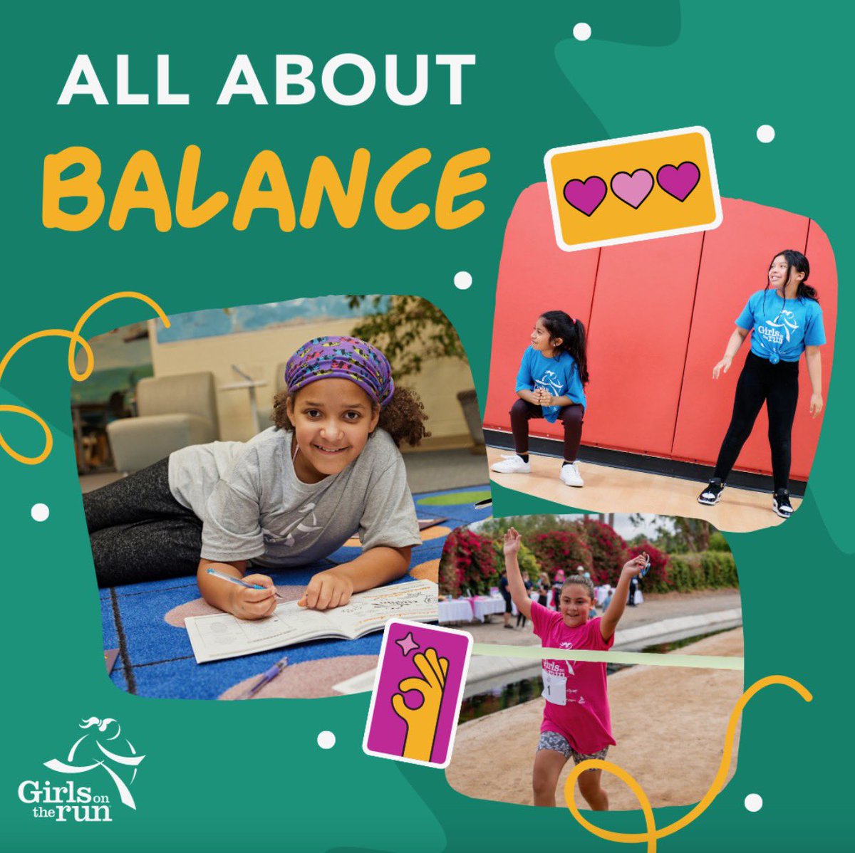 GOTRAC's tweet photo. The number one ingredient in the recipe for a happy, healthy life is BALANCE. GOTR explores this concept with our participants and explains how to form healthy habits that support them now and in the future.💛 #GirlsontheRun #GOTR #girlempowerment https://t.co/y7oCmOqGxA