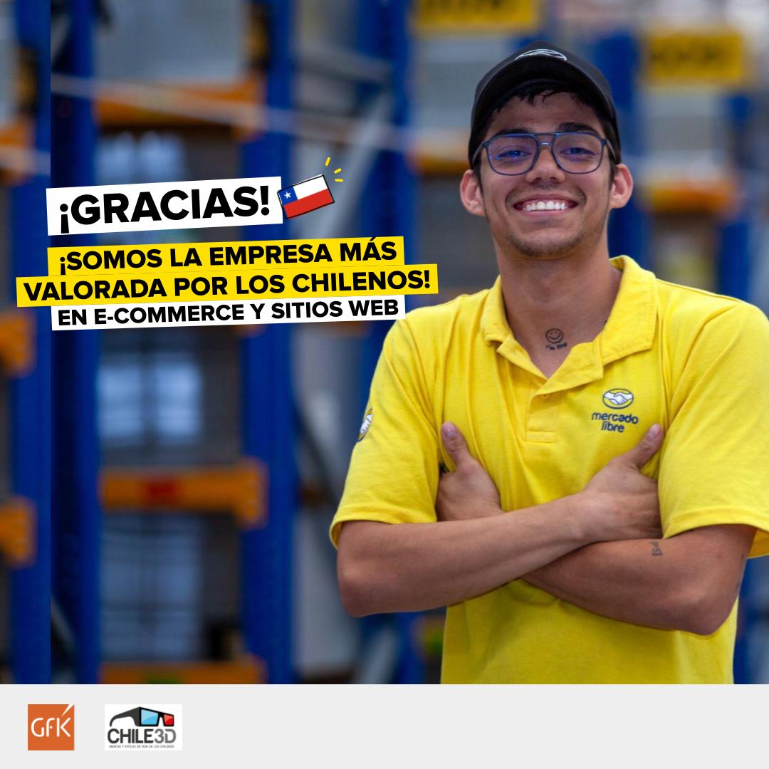 ML_Chile's tweet photo. 🏆 Somos la compañía más valorada por los chilenos para sus compras online, según el estudio #Chile3D sobre marcas y estilos de vida de @GFKChile 🙌
¡Decir que estamos felices es poco! https://t.co/BvgdmW7EZ3