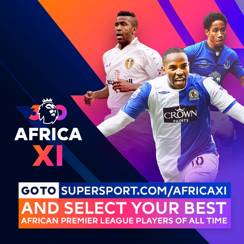 SuperSportTV's tweet photo. To celebrate 30 years of African brilliance in the Premier League, we need you to vote for your 11 best African footballers in the history of the league! Click below to vote now 🌍