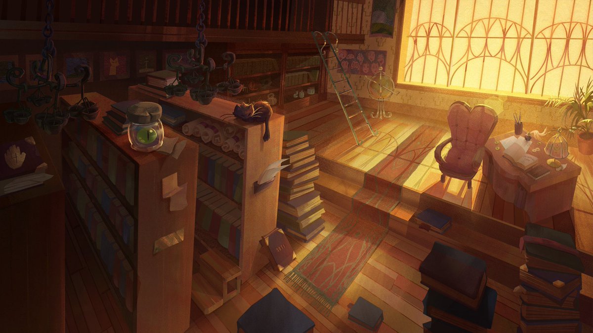 DiebraryRIP's tweet photo. Have you seen how beautiful the background of our start screen is? 🐈⬛ 💚
#gamedev #IndieGameDev #2dart #Diebrary #roguelike https://t.co/DLhFWsAc84