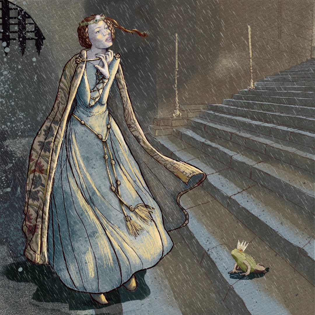 JuneMalone_Art's tweet photo. Difficult getting details on 1 page, this is 2nd part of introduction - princess at castle gates, pouring rain, night time; why? What put her in this precarious situation? #aleacostailustradora #childrensbooks #procreate #domestika #glanzgraphics #DesignCuts #AdilsonFarias https://t.co/2lRgw4xzDq