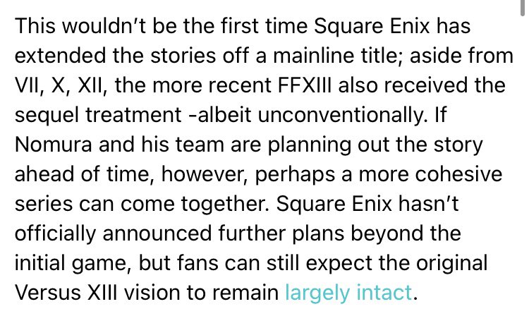 NoavSnow's tweet photo. This will absolutely always haunt me that we were supposed to get 3 games for  Final Fantasy XV with Tetsuya Nomura leading it,so much pain I feel reading this instead we get a condensed game with a completely different story and characters,I’ll legit never get over this https://t.co/0W3CC05lXs