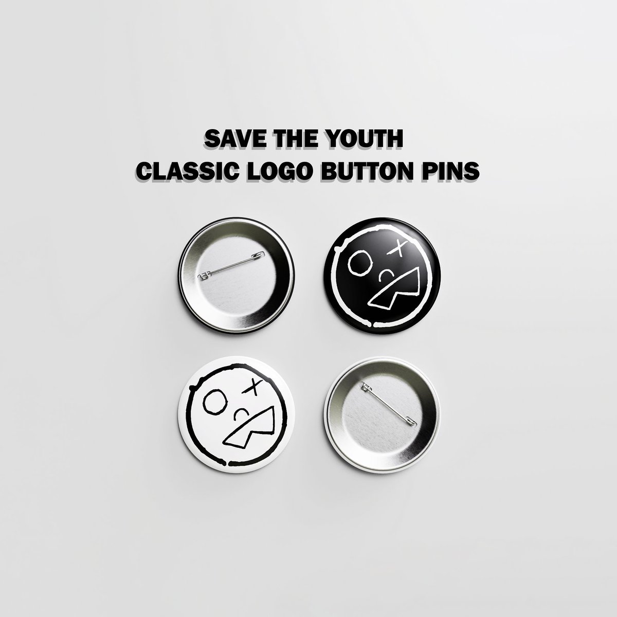 savetheyouthph's tweet photo. SAVE THE YOUTH CLASSIC LOGO BUTTON PIN Order form: https://t.co/6pYWFC1k5R Limited edition 1.25 inch classic logo button pins perfect for shirts, caps, bags, and pricking pricks  Specs: Ayos to pre Comes in black and white glossy finish https://t.co/lzTA587108