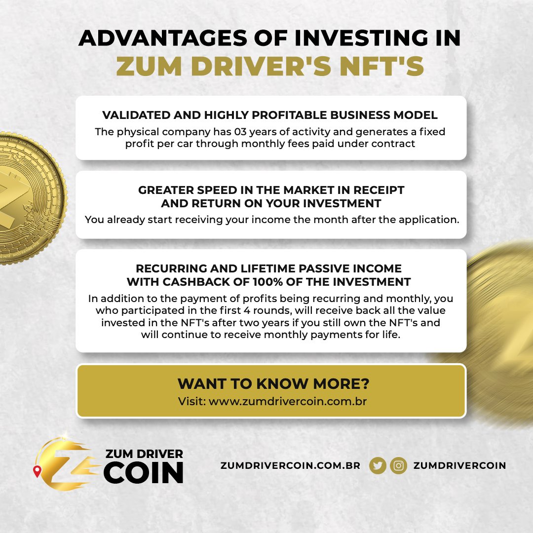 zumdrivercoin's tweet photo. 🔥 THE BEST INVESTMENT OF 2023

💰 Recurring and lifetime passive income for NFT holders. See below how many advantages and benefits.

https://t.co/LF4Nld1jwJ
https://t.co/Ki6VeeFWly

#zum #zumdriver #nft #income #passiveincome #investment #finance #bestinvestment https://t.co/M80IWLcrPH