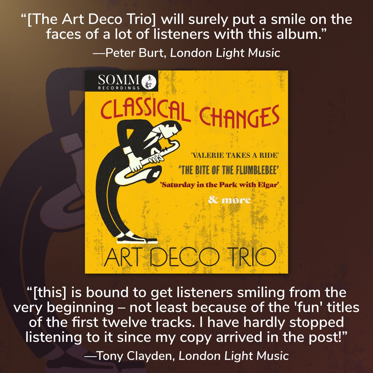 Lots of love for the Art Deco Trio's #ClassicalChanges from London Light Music! turnipnet.com/llmmg/reviews/…

“will surely put a smile on the faces of a lot of listeners”

“bound to get listeners smiling… I have hardly stopped listening to it since my copy arrived in the post!”